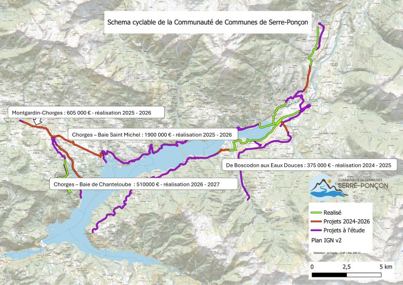 Carte du schéma directeur cyclable de la CCSP