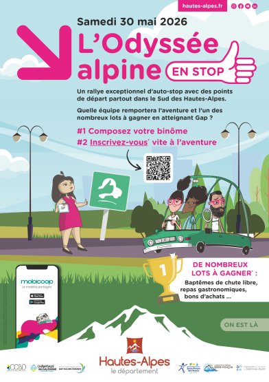 Affiche de l'Odyssée alpine en stop
